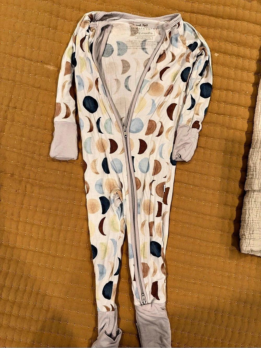 Little Sleepies Luna Neutral Zippy Printed Footie